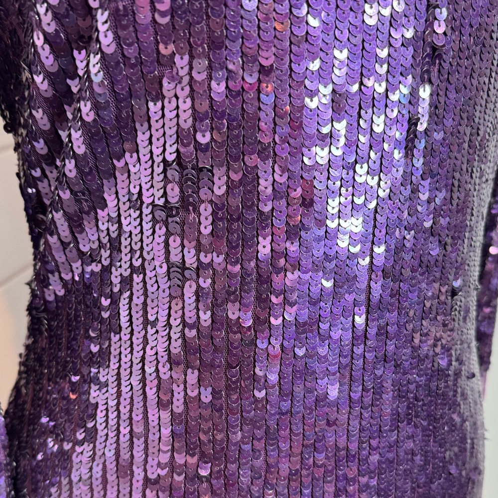Vintage 80s/90s Niteline Purple Sequin Cocktail Dress – Size 14 - Picture 4 of 6